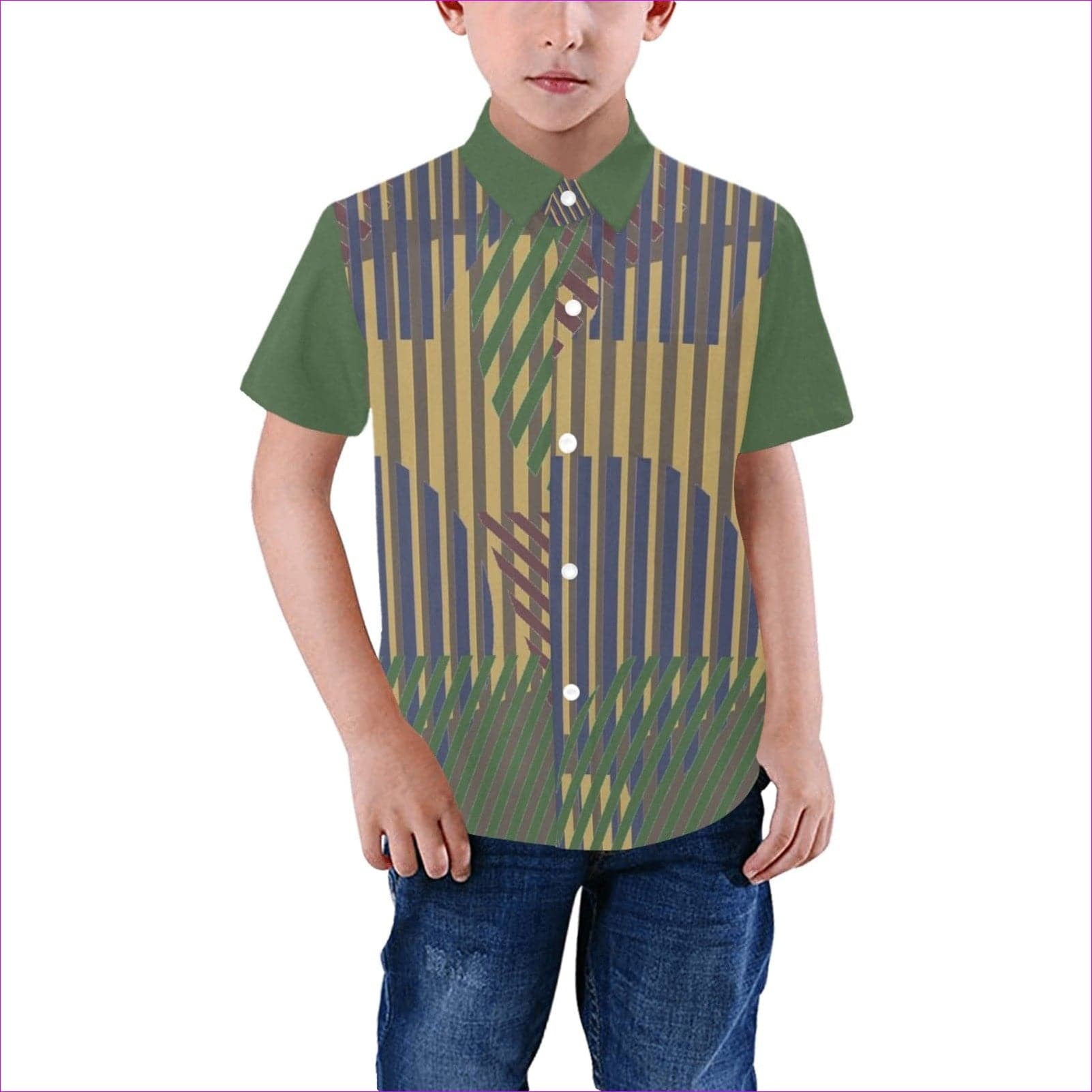 - Dark Vivid Weaved Kids Button-up Shirt - kids button-up shirt at TFC&H Co.