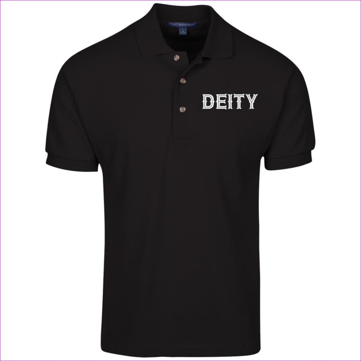 Black Deity Cotton Pique Knit Polo - men's polo shirt at TFC&H Co.
