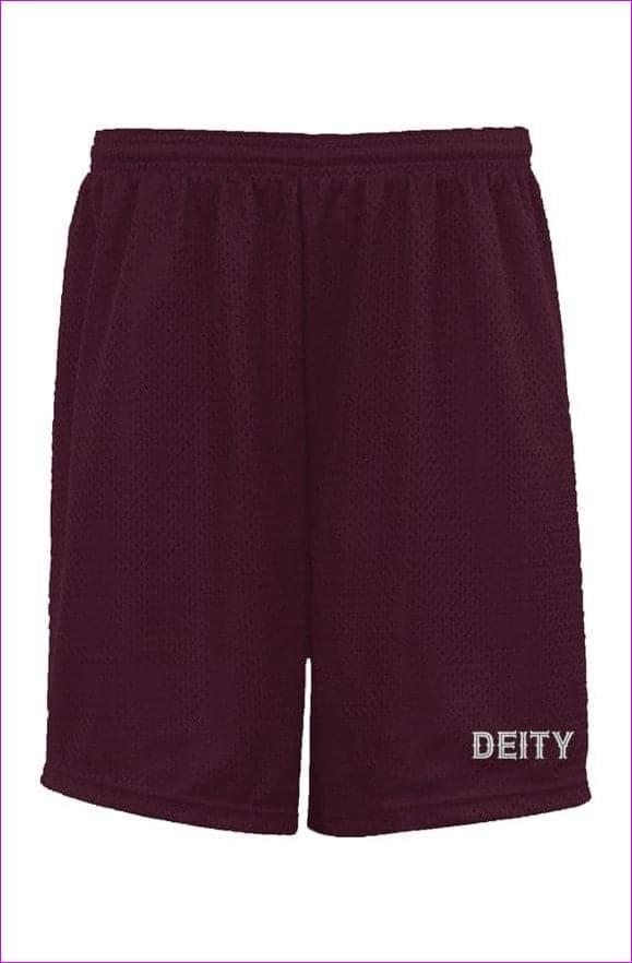 maroon - Deity Embroidered Premium Maroon Classic Mesh Shorts - unisex shorts at TFC&H Co.