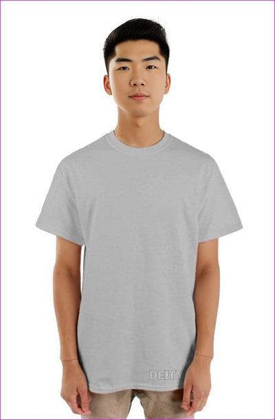ice grey - Deity Embroidered Premium Mens Gray Tshirt - mens t-shirt at TFC&H Co.