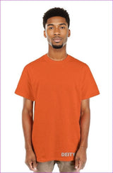 orange - Deity Embroidered Premium Mens Orange Tshirt - Mens T-Shirts at TFC&H Co.