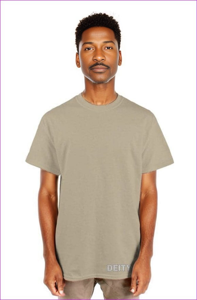 Deity Embroidered Premium Mens Sand Tshirt - Men's T-Shirts at TFC&H Co.
