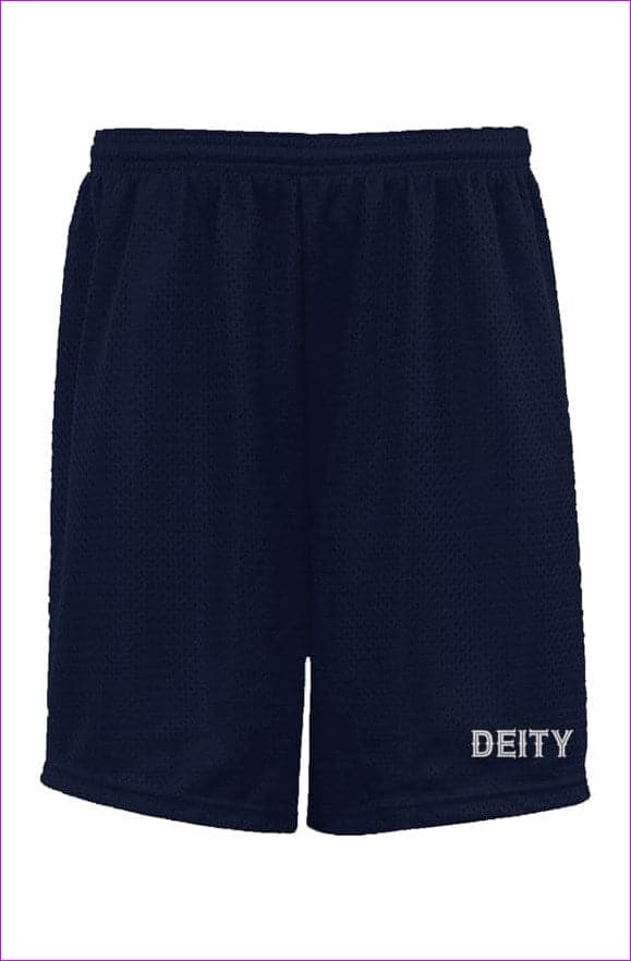 navy Deity Embroidered Premium Navy Classic Mesh Shorts - unisex shorts at TFC&H Co.