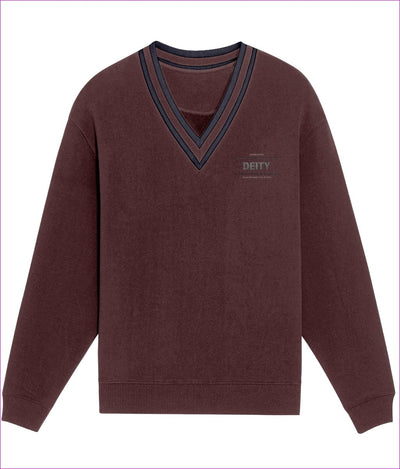 Burgundy / Navy - Deity Embroidered Sloaner Premium Organic Unisex Sweater - unisex sweaters at TFC&H Co.