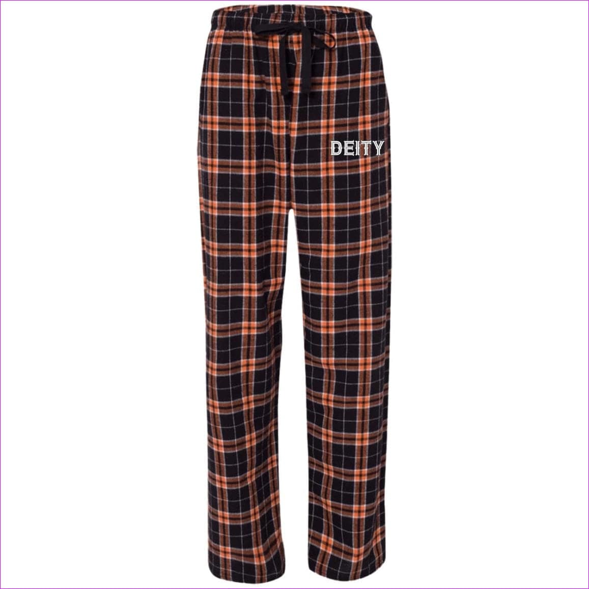 Orange/Black - Deity Flannel Pants - unisex pajamas Pants at TFC&H Co.