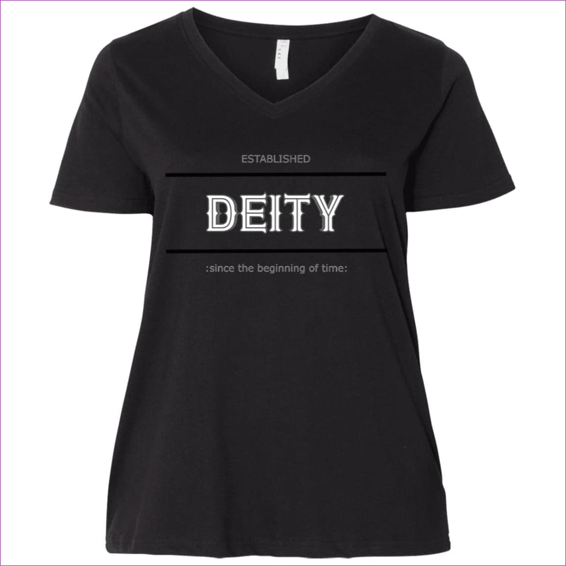 Black/ Deity Ladies' Curvy V-Neck T-Shirt - Women's T-Shirts at TFC&H Co.