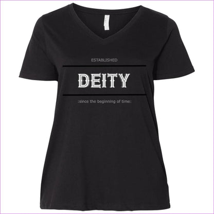 Black/ Deity Ladies' Curvy V-Neck T-Shirt - Women's T-Shirts at TFC&H Co.