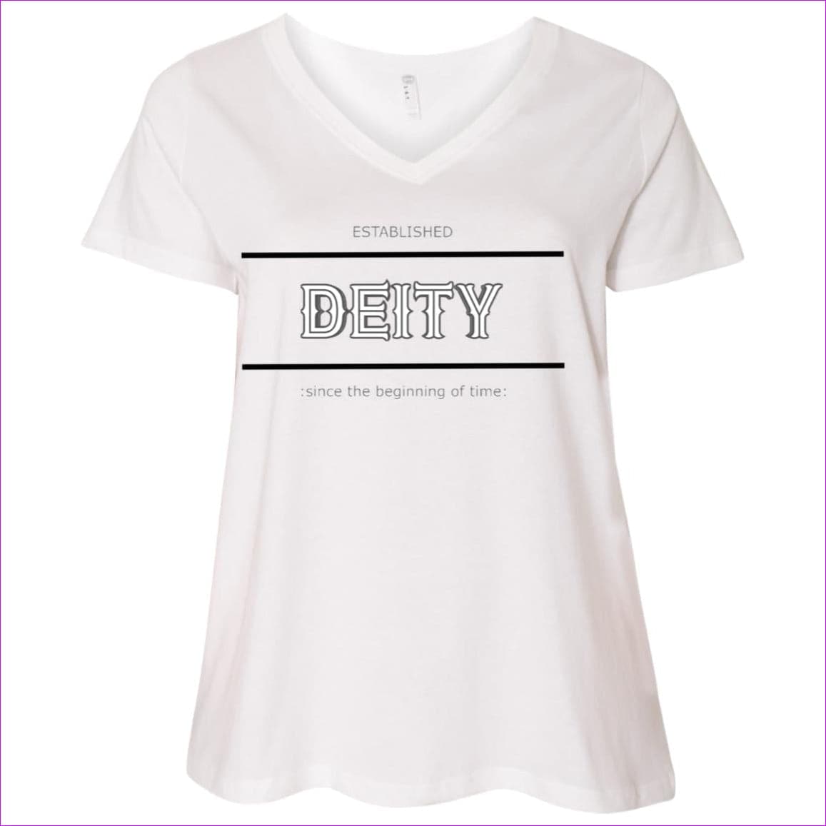 White/ Deity Ladies' Curvy V-Neck T-Shirt - Women's T-Shirts at TFC&H Co.