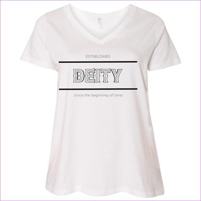 White/ Deity Ladies' Curvy V-Neck T-Shirt - Women's T-Shirts at TFC&H Co.