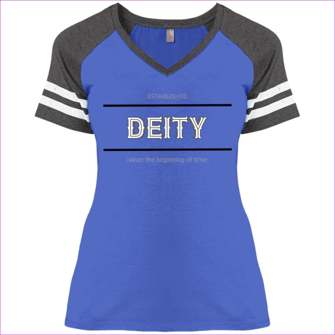 Heather Royal Heathered Charcoal - Deity Ladies' Game V-Neck T-Shirt - Womens T-Shirts at TFC&H Co.