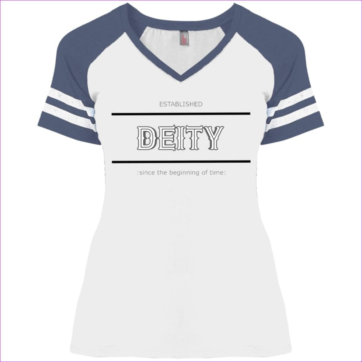 White Heather Navy - Deity Ladies' Game V-Neck T-Shirt - Womens T-Shirts at TFC&H Co.
