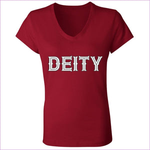 Red - Deity Ladies' Jersey V-Neck T-Shirt - Womens T-Shirts at TFC&H Co.