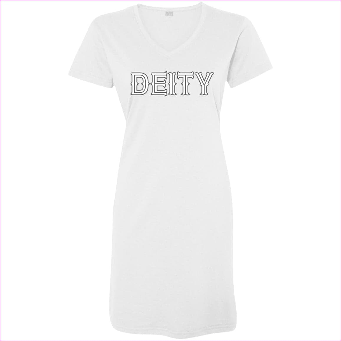 White - Deity Ladies' V-Neck Fine Jersey Cover-Up - womens t-shirt dress at TFC&H Co.