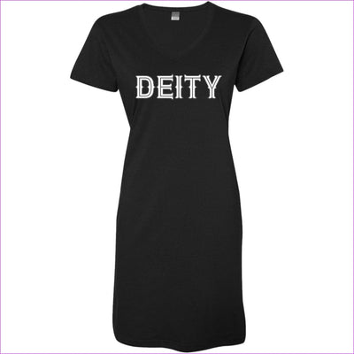 Black - Deity Ladies' V-Neck Fine Jersey Cover-Up - womens t-shirt dress at TFC&H Co.