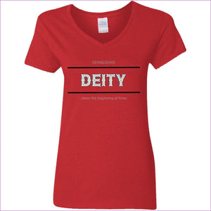 Red - Deity Ladies' V-Neck T-Shirt - Womens T-Shirts at TFC&H Co.