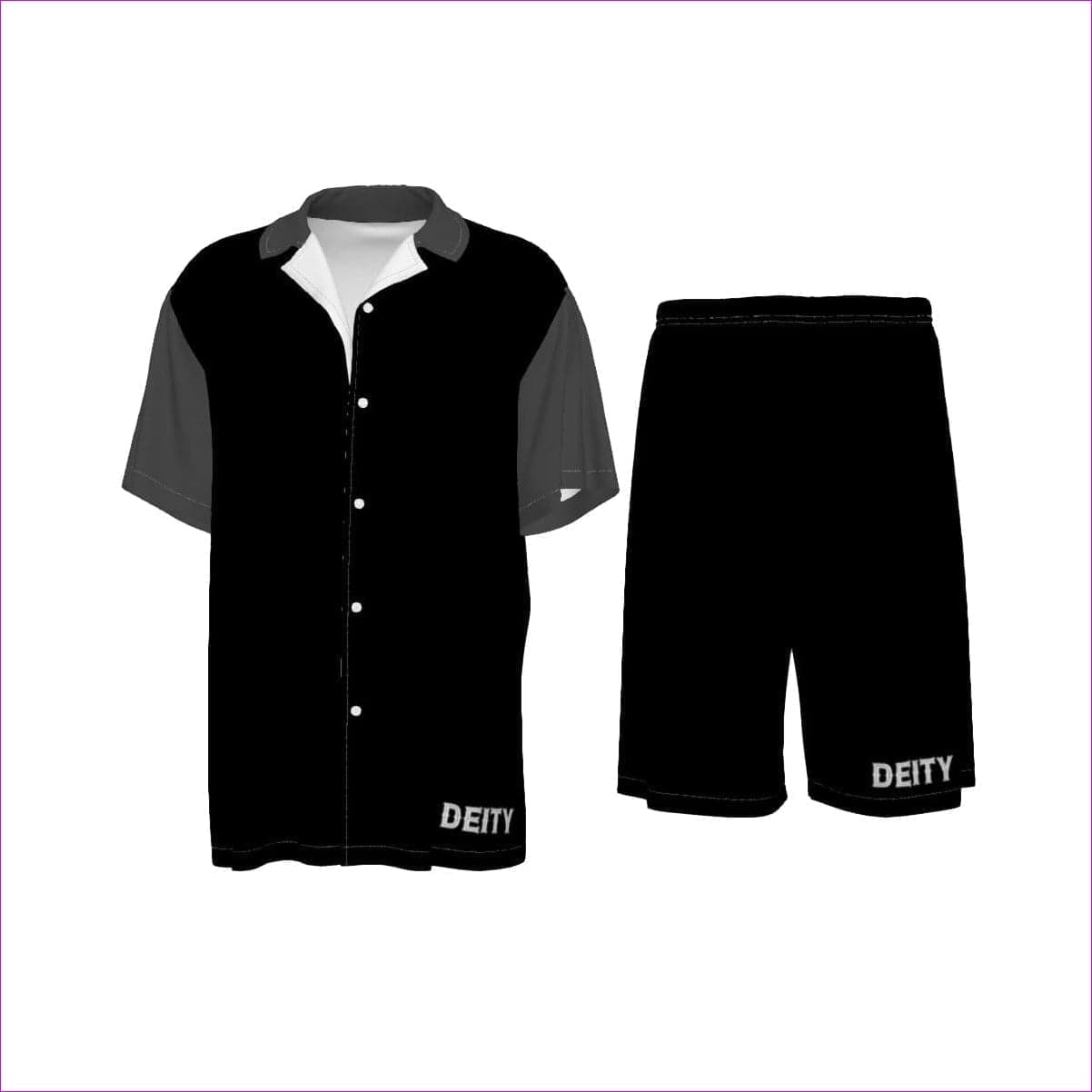 Black - Deity Men's Imitation Silk Short Set - mens short set at TFC&H Co.