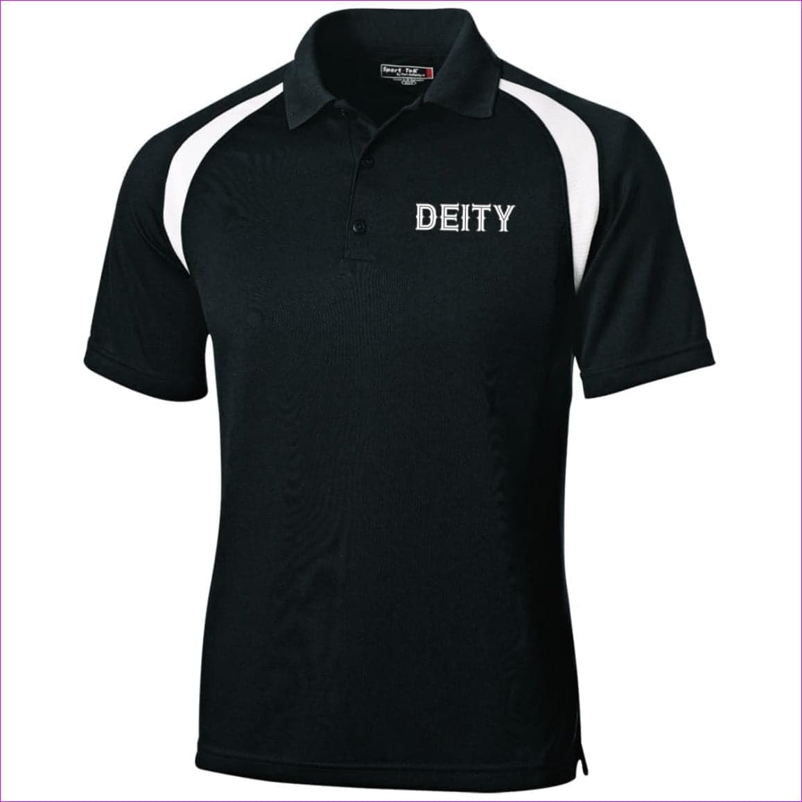 Black/White - Deity Moisture-Wicking Golf Shirt - Mens Polo Shirts at TFC&H Co.
