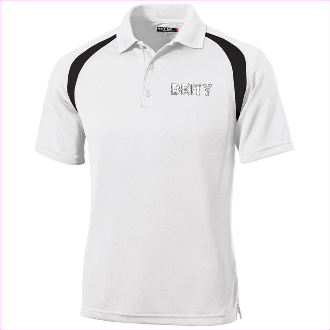 White Black - Deity Moisture-Wicking Golf Shirt - Mens Polo Shirts at TFC&H Co.