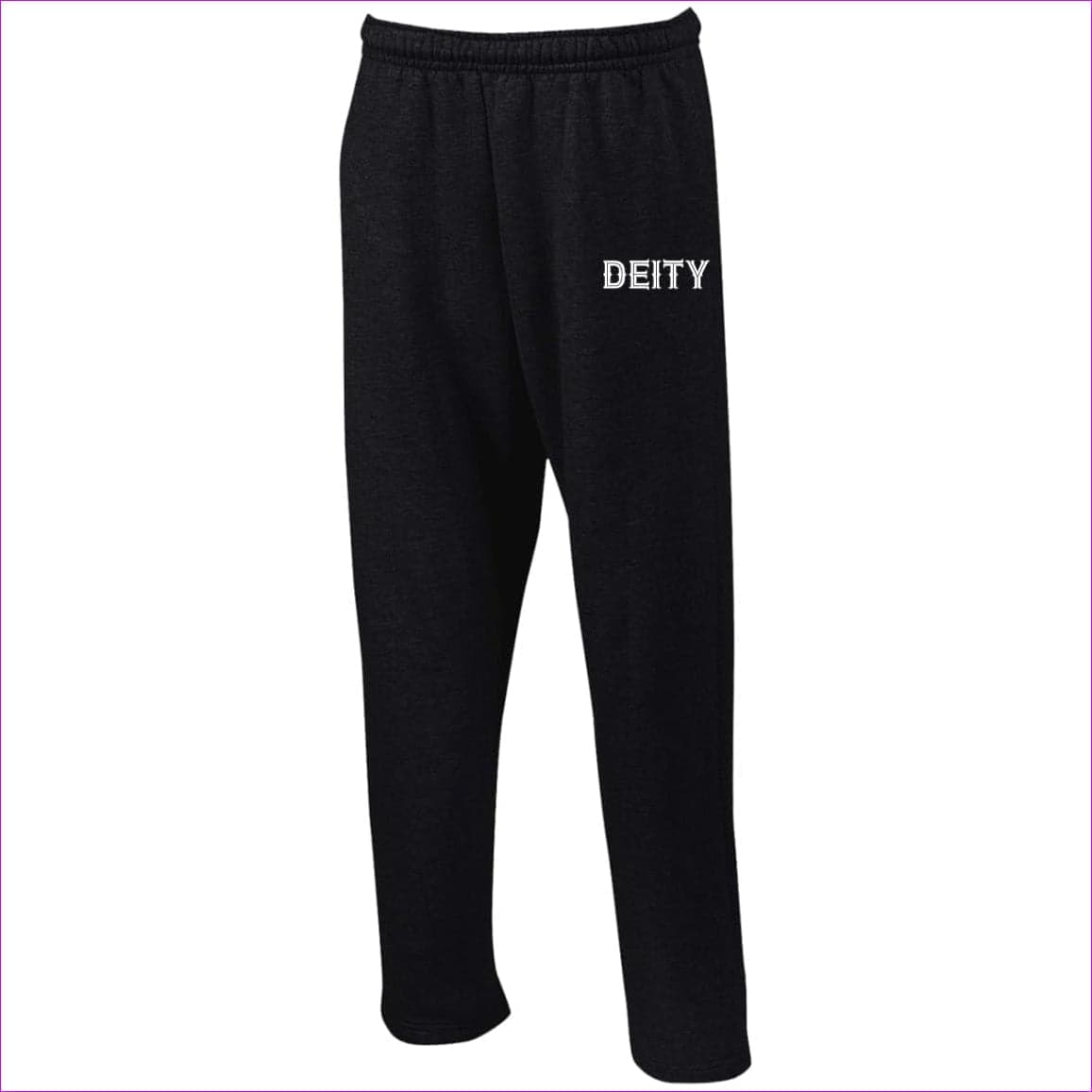 Black Deity Open Bottom Sweatpants with Pockets - unisex sweatpants at TFC&H Co.