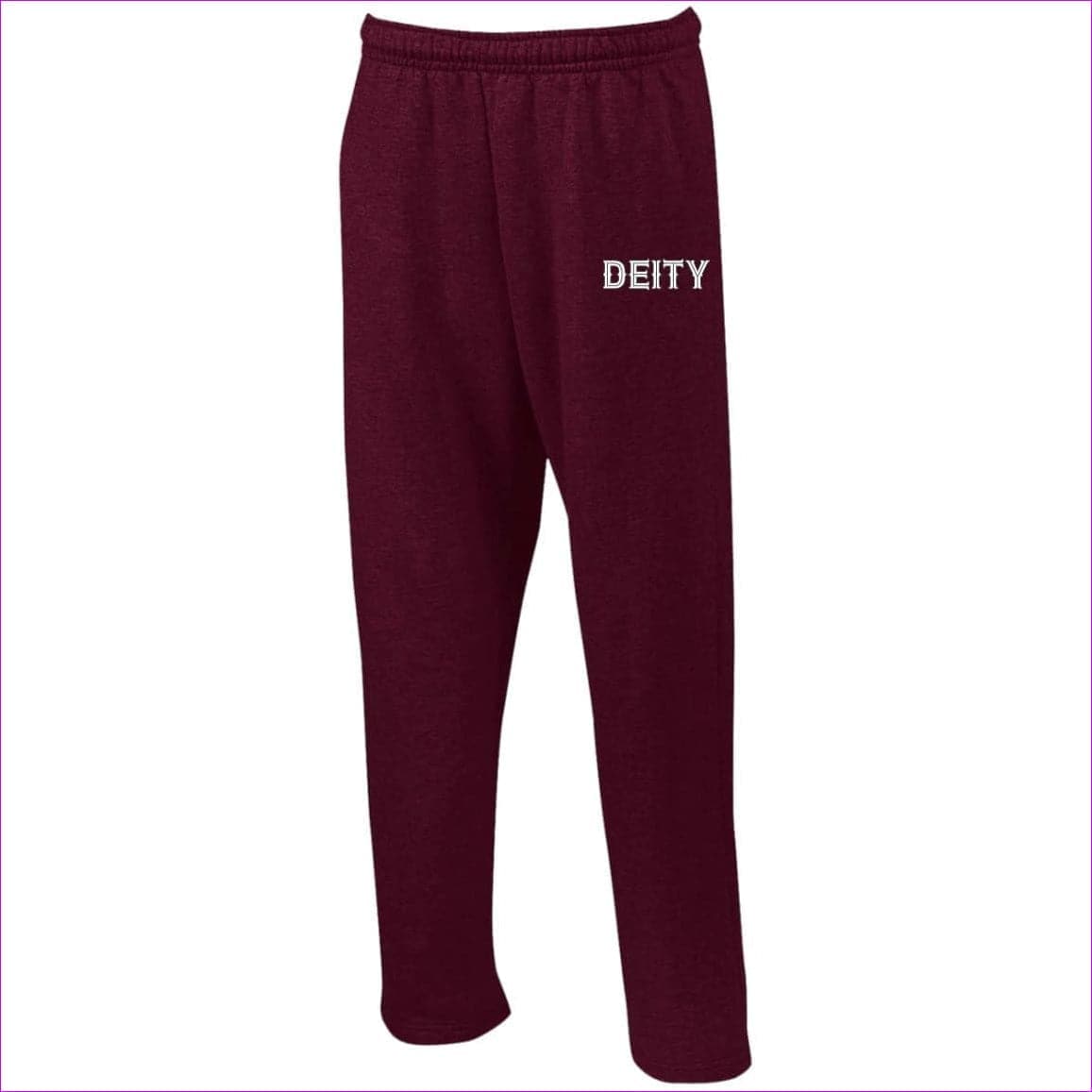Maroon Deity Open Bottom Sweatpants with Pockets - unisex sweatpants at TFC&H Co.