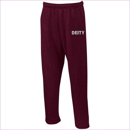 Maroon Deity Open Bottom Sweatpants with Pockets - unisex sweatpants at TFC&H Co.