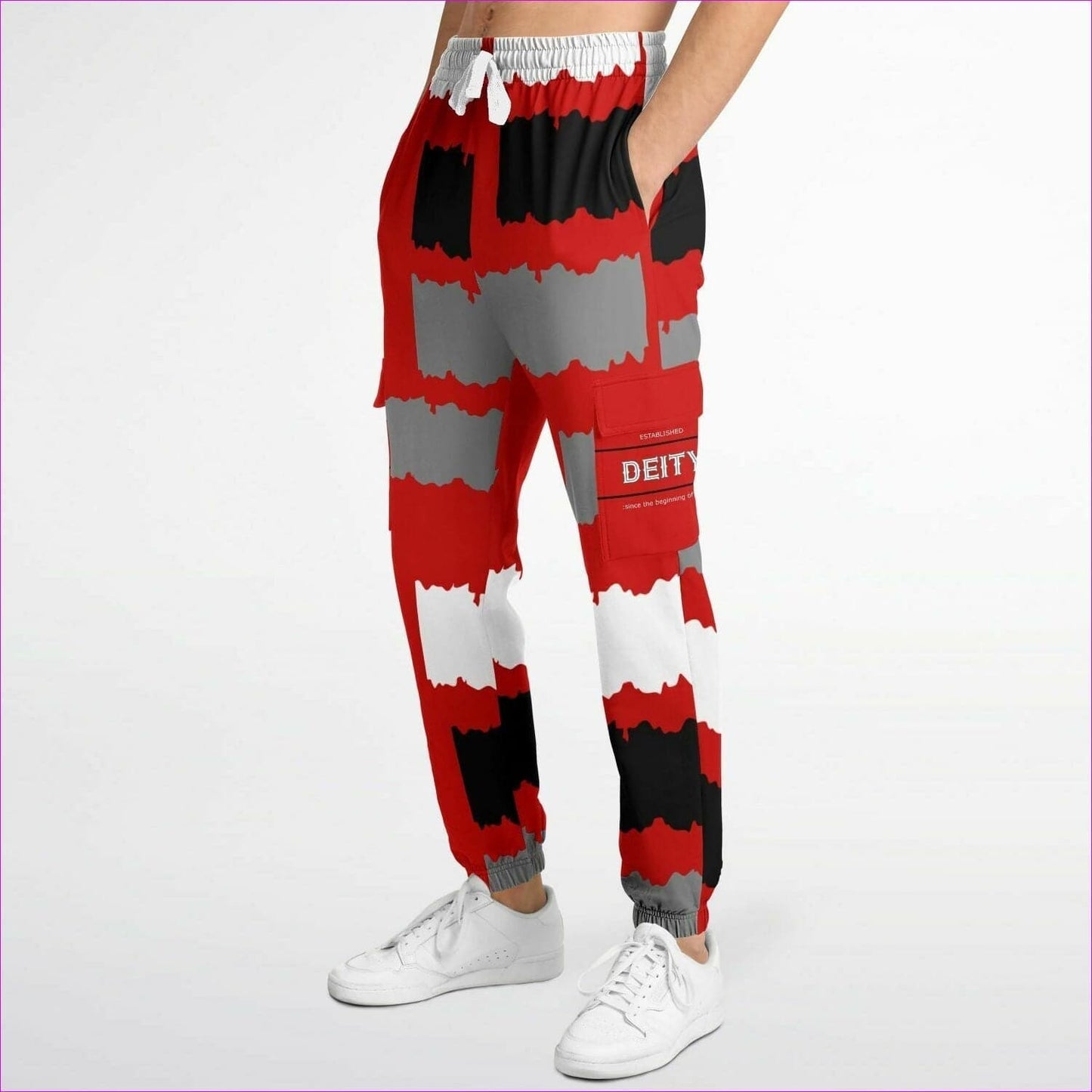 Deity Premium Cargo Sweatpants in Red - Fashion Cargo Sweatpants - AOP at TFC&H Co.