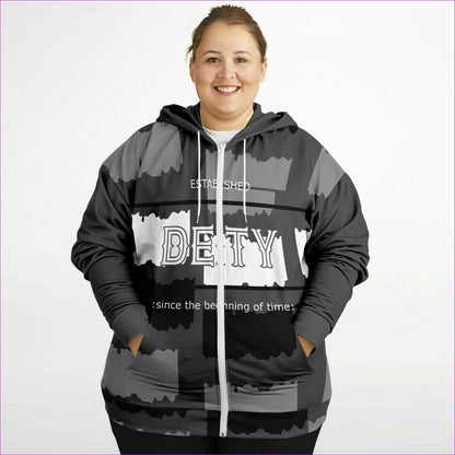 Deity Premium ZIp Hoodie Voluptuous (+) Plus Sizes - Fashion Plus-size Ziphoodie - AOP at TFC&H Co.
