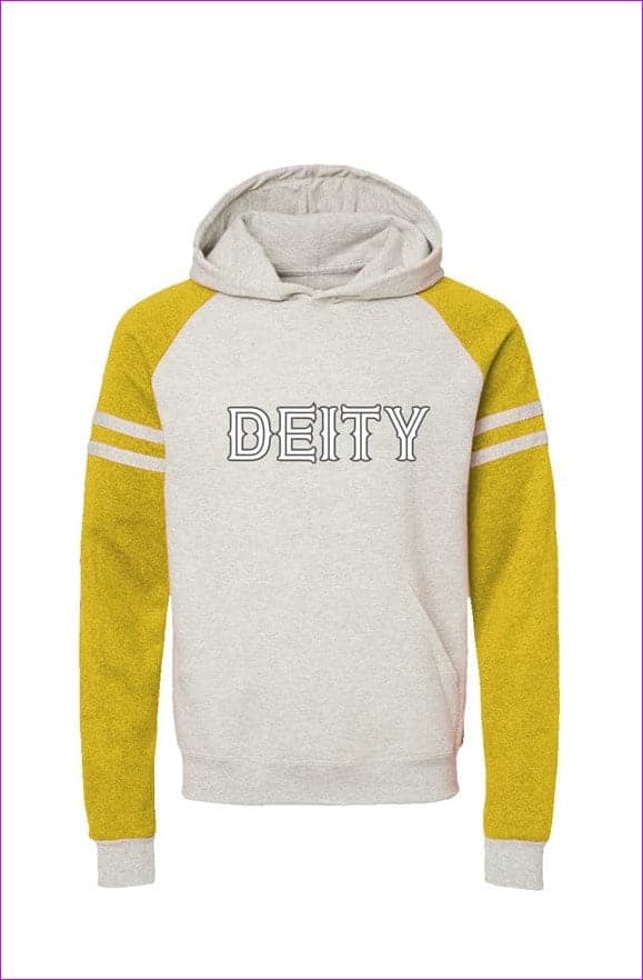 Deity Varsity Yellow Colorblocked Raglan Hoodie - unisex hoodie at TFC&H Co.
