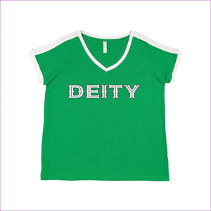 Vintage Green/ White - Deity Womens Curvy Premium Jersey V-Neck Tee - Womens T-Shirts at TFC&H Co.