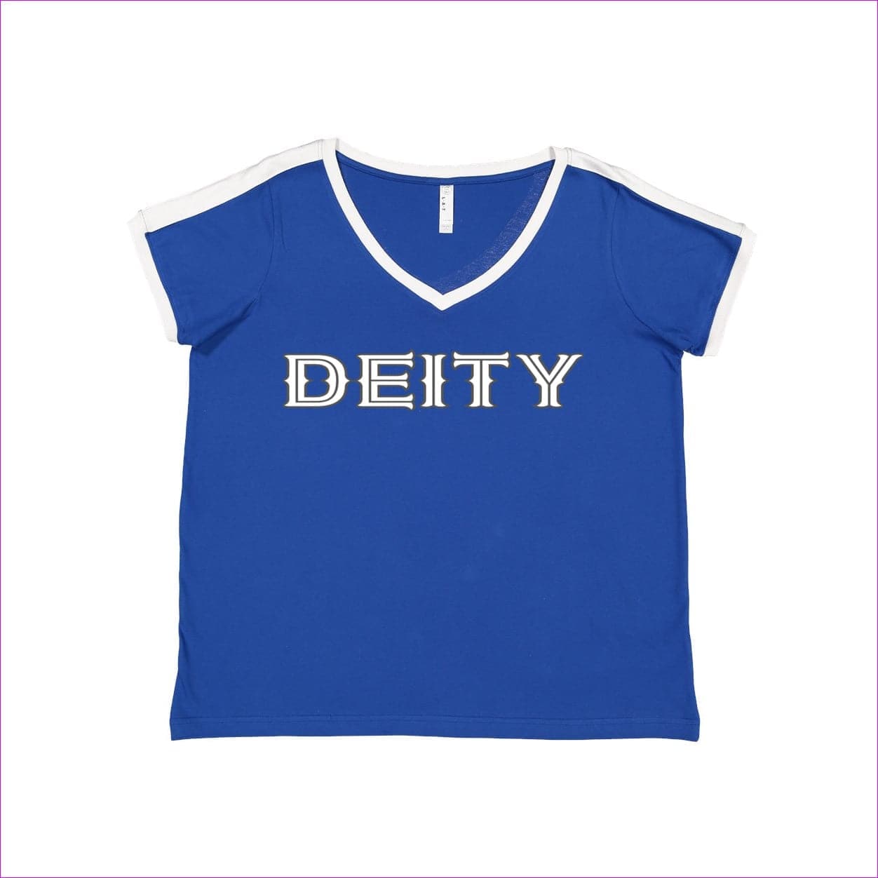Royal/ White - Deity Womens Curvy Premium Jersey V-Neck Tee - Womens T-Shirts at TFC&H Co.