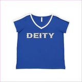 Royal/ White - Deity Womens Curvy Premium Jersey V-Neck Tee - Womens T-Shirts at TFC&H Co.