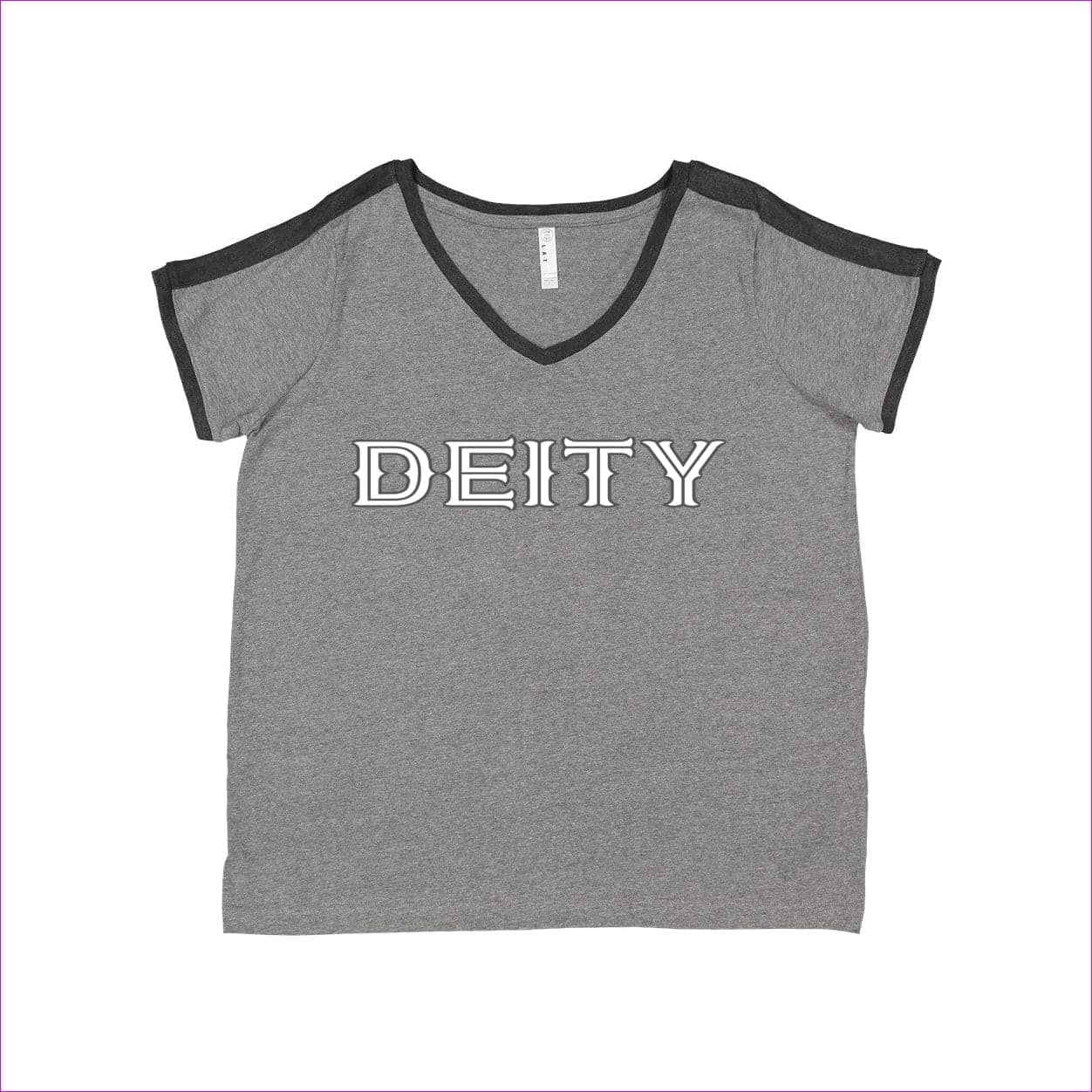 Granite Heather Vintage Smoke - Deity Womens Curvy Premium Jersey V-Neck Tee - Womens T-Shirts at TFC&H Co.