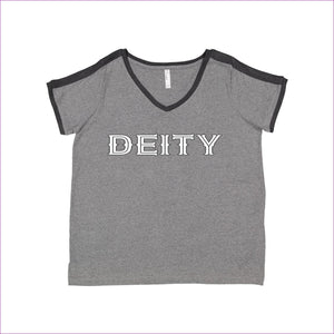 Granite Heather/ Vintage Smoke - Deity Womens Curvy Premium Jersey V-Neck Tee - Womens T-Shirts at TFC&H Co.