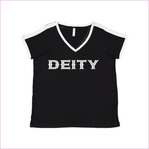 Black/ White - Deity Womens Curvy Premium Jersey V-Neck Tee - Womens T-Shirts at TFC&H Co.