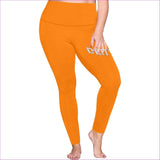 Deity Orange Women's High Waist Leggings(ModelL44)(Plus Size) - Deity Womens High Waist Leggings Voluptuous (+) Plus Size - 10 Colors - womens leggings at TFC&H Co.