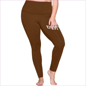 Deity Brown Women's High Waist Leggings(ModelL44)(Plus Size) - Deity Womens High Waist Leggings Voluptuous (+) Plus Size - 10 Colors - womens leggings at TFC&H Co.