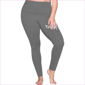 Deity Dark Gray Women's High Waist Leggings(ModelL44)(Plus Size) - Deity Womens High Waist Leggings Voluptuous (+) Plus Size - 10 Colors - womens leggings at TFC&H Co.