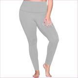 Deity Light Gray Women's High Waist Leggings(ModelL44)(Plus Size) - Deity Womens High Waist Leggings Voluptuous (+) Plus Size - 10 Colors - womens leggings at TFC&H Co.