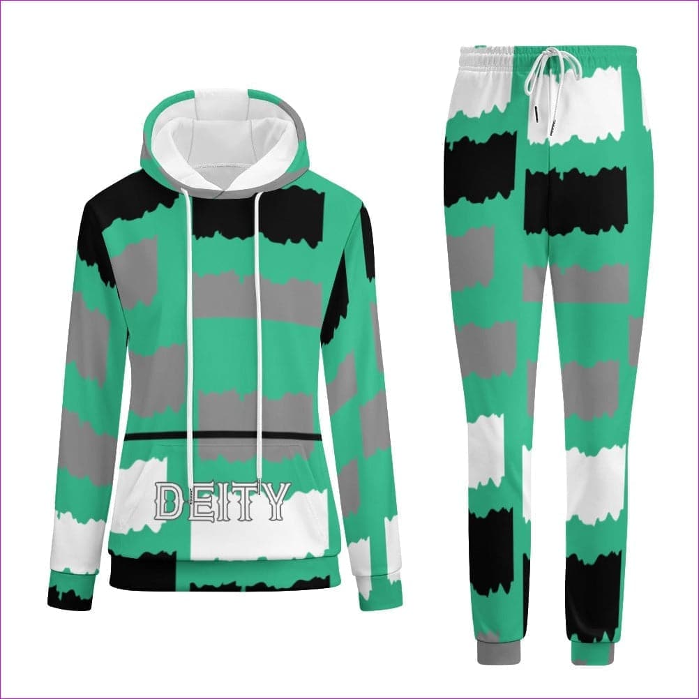 MediumSeaGreen Deity Womens Hooded Sweatshirt Set - 4 options - women's jogging suit at TFC&H Co.