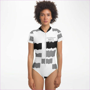 - Deity Womens Premium Short Sleeve Zip Bodysuit - Bodysuit Short Sleeve - AOP at TFC&H Co.
