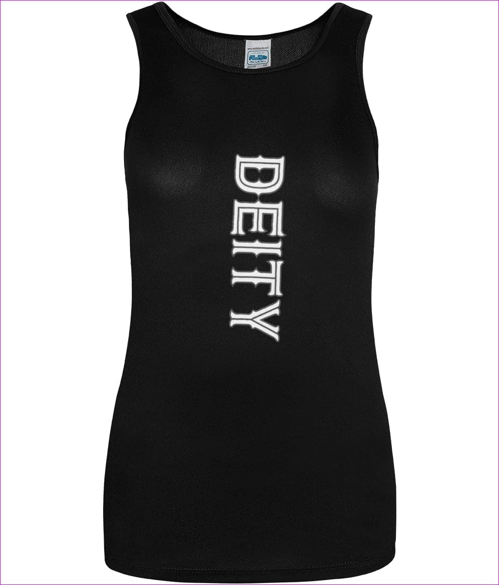 Jet Black Deity Womens Premium Sports Cool Vest - Women's sports tank top at TFC&H Co.