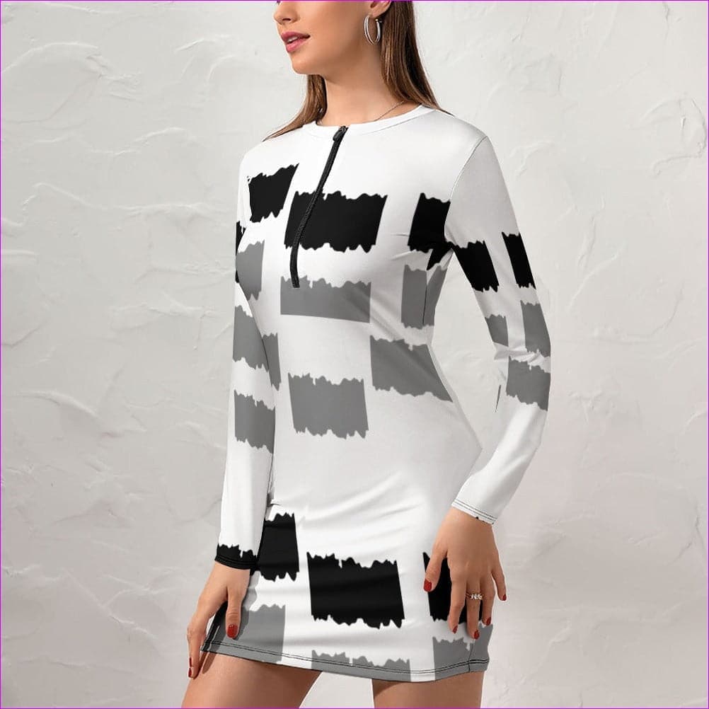 White Deity Womens Zipper Long Sleeve Hip Dress - 3 options - women's dress at TFC&H Co.