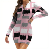 Pink - Deity Womens Zipper Long Sleeve Hip Dress - 3 options - womens dress at TFC&H Co.