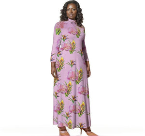 - Delightful Pink Voluptuous (+) Plus Size Loose Crew Neck Long Sleeve Dress - womens dress at TFC&H Co.