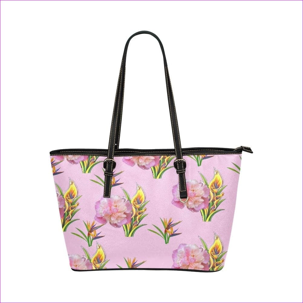 One Size Delightful pink black Leather Tote Bag (Model 1651) (Big) - Delightful Tote Bag - 2 options - Tote bags at TFC&H Co.