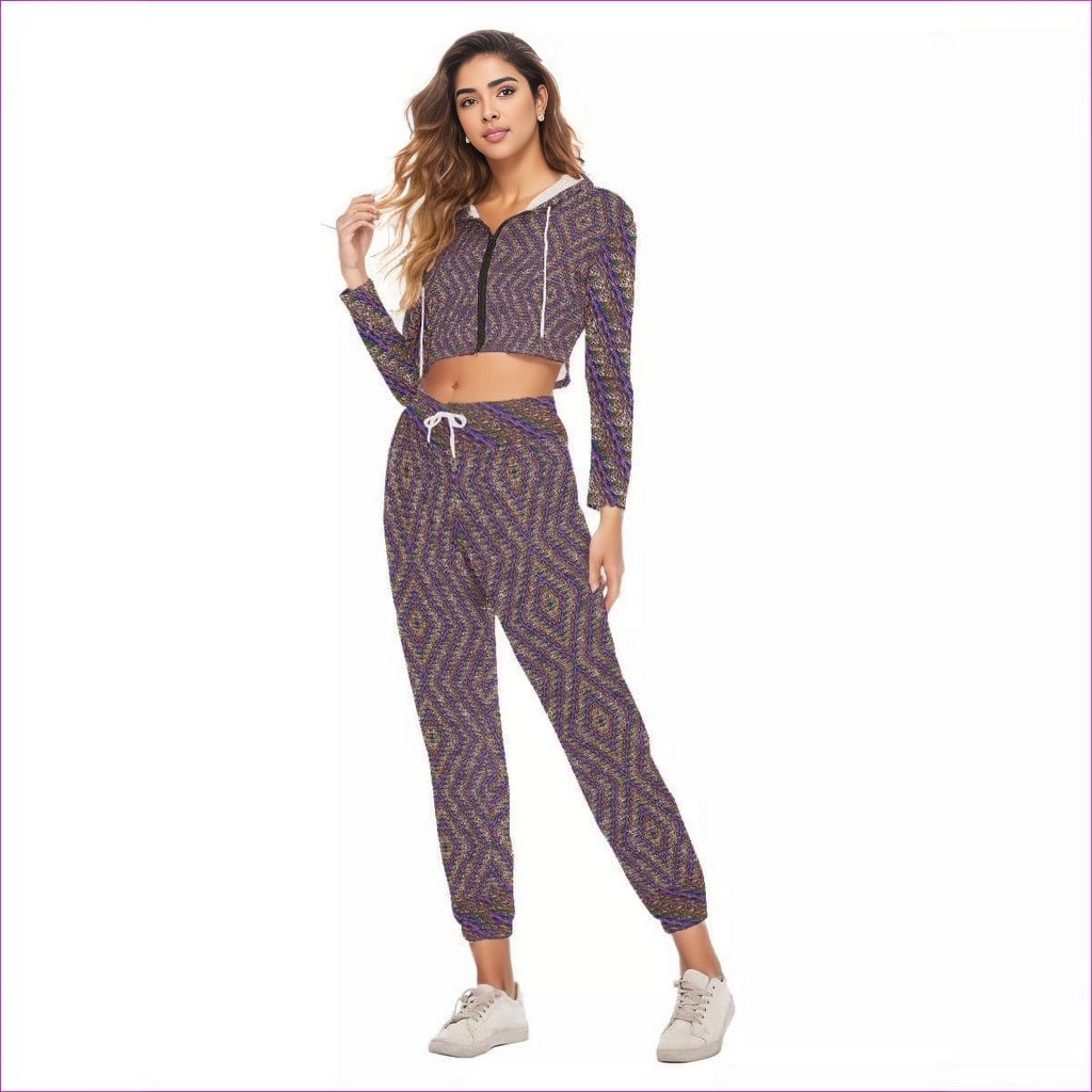 Derma Womens Crop Hoodie Sports Set - women's top & pants set at TFC&H Co.