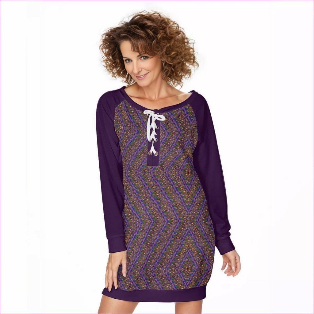 purple - Derma Womens Lace-Up Sweatshirt - womens sweatshirt at TFC&H Co.