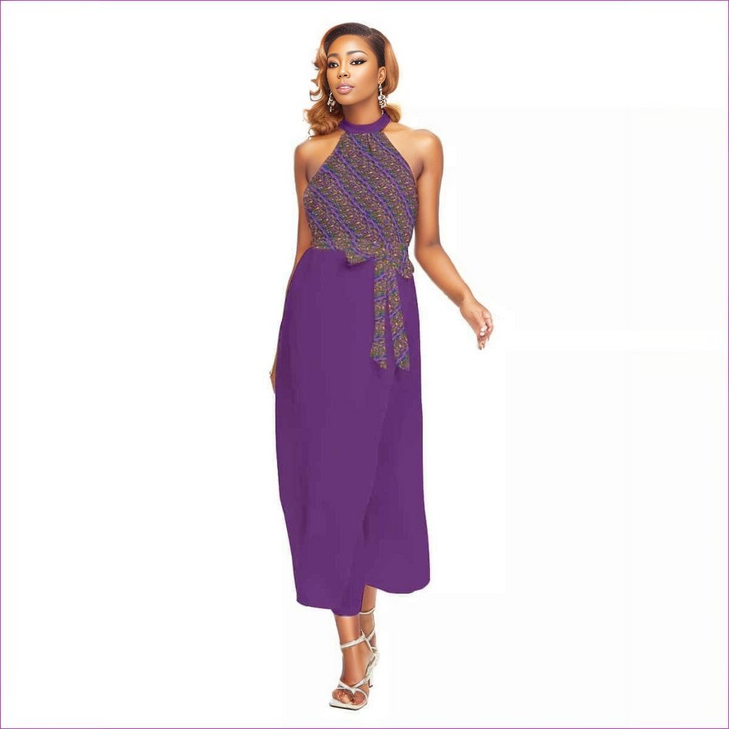 purple Derma Womens Wrap Belted Hem Halter Dress - women's dress at TFC&H Co.