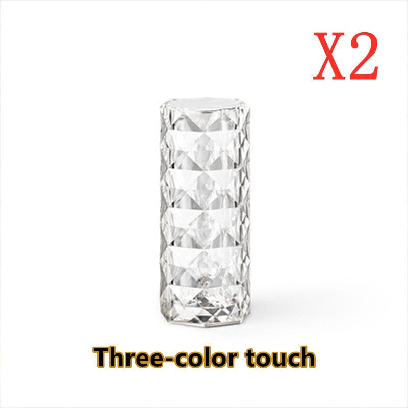 White 3colors 2pcs USB - Diamond Crystal Rose Projector Touch Lamp - lamp at TFC&H Co.