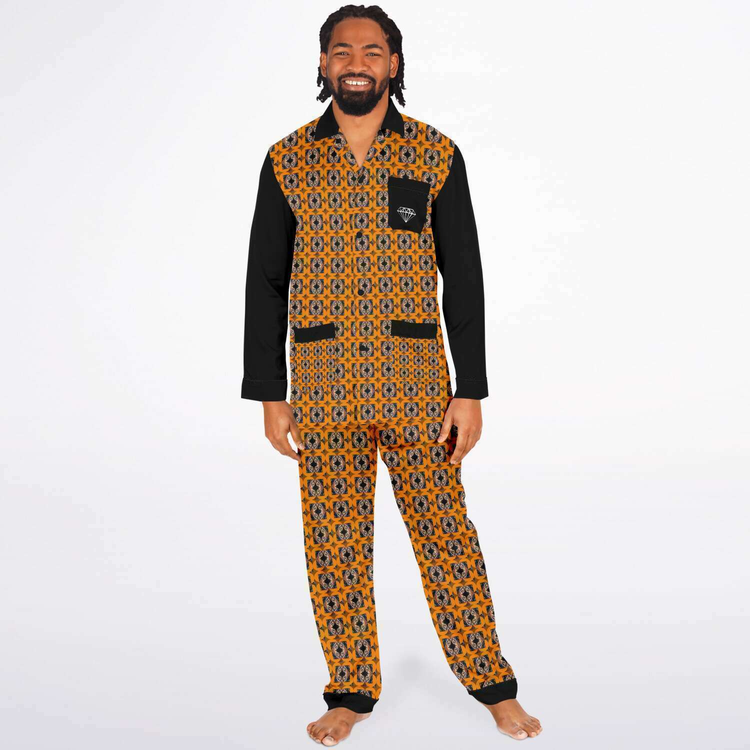 Diamond Sun Men's Satin Pajamas - Men's Satin Pajamas - AOP at TFC&H Co.